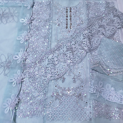 Maria B organza embroidered cuttwork 3 piece suit