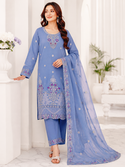 maria b lawn 3p with neck line with Shifon dupatta￼