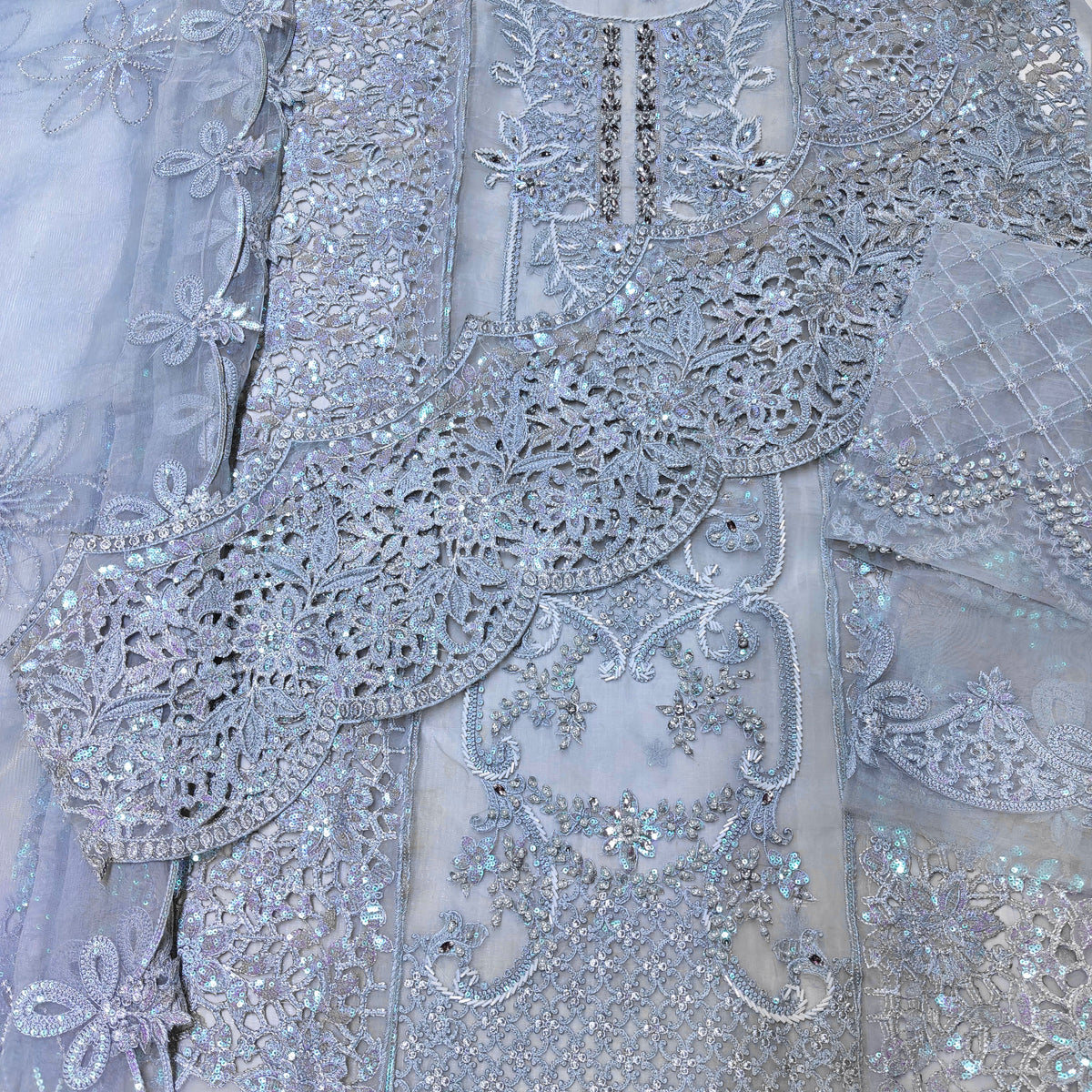 Maria B organza embroidered cuttwork 3 piece suit
