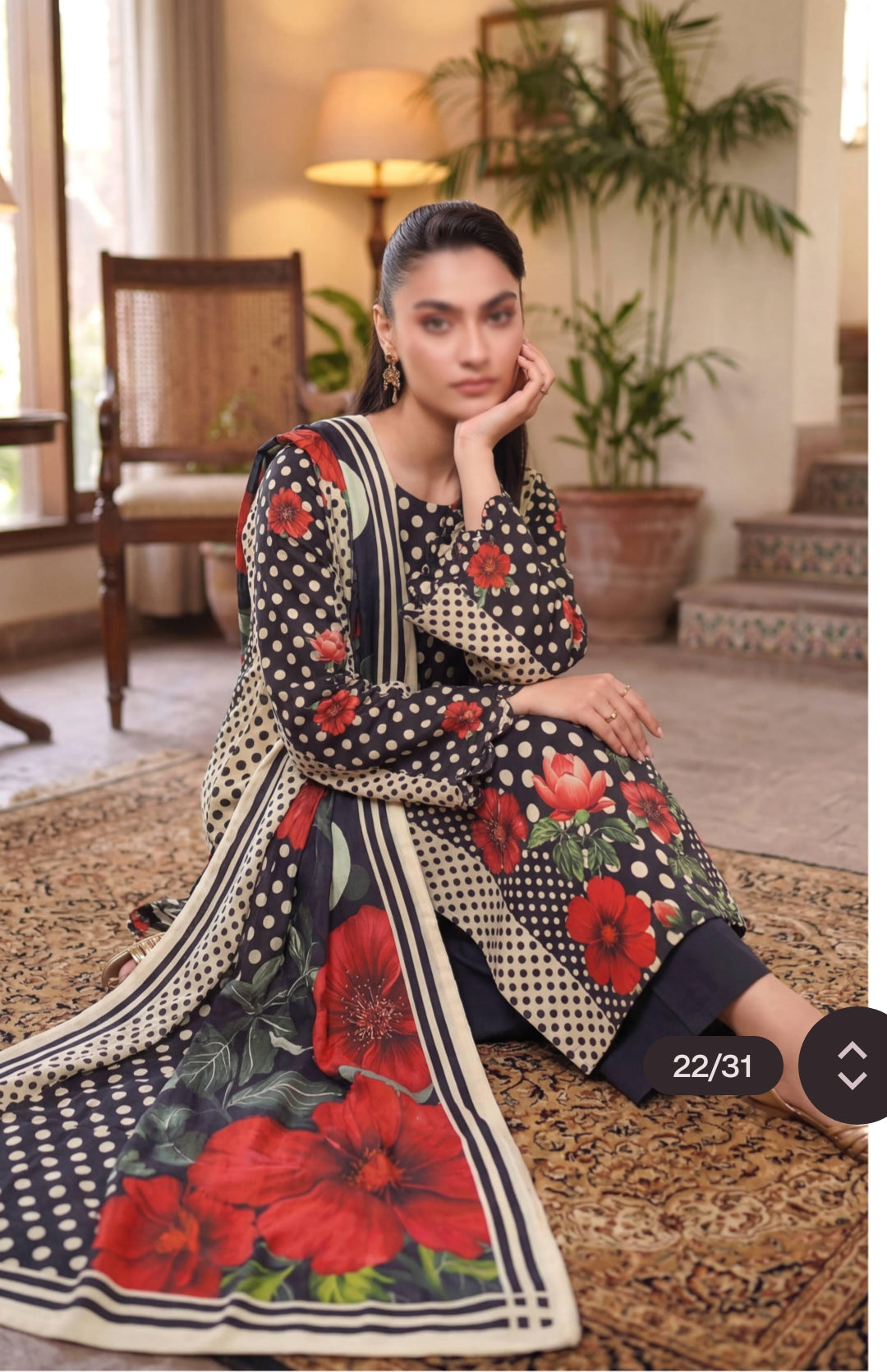 Fantak polka printed lawn 3p