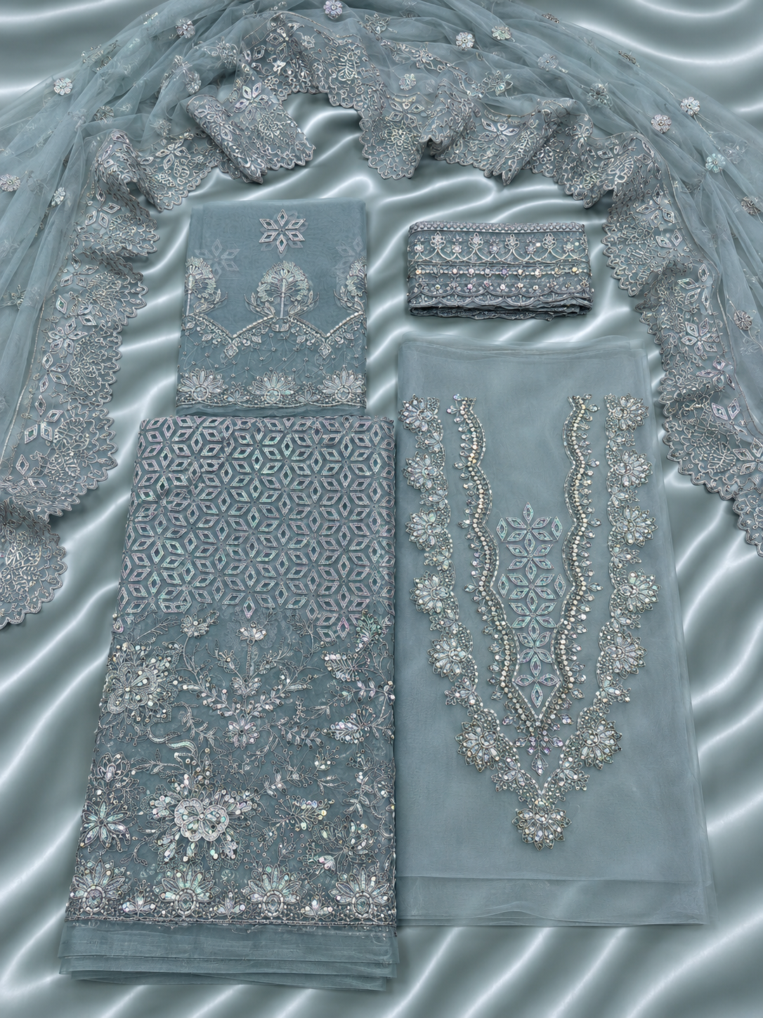 Luxury Organza Handwork Suit – Maryam Hussain