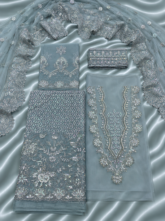 Luxury Organza Handwork Suit – Maryam Hussain