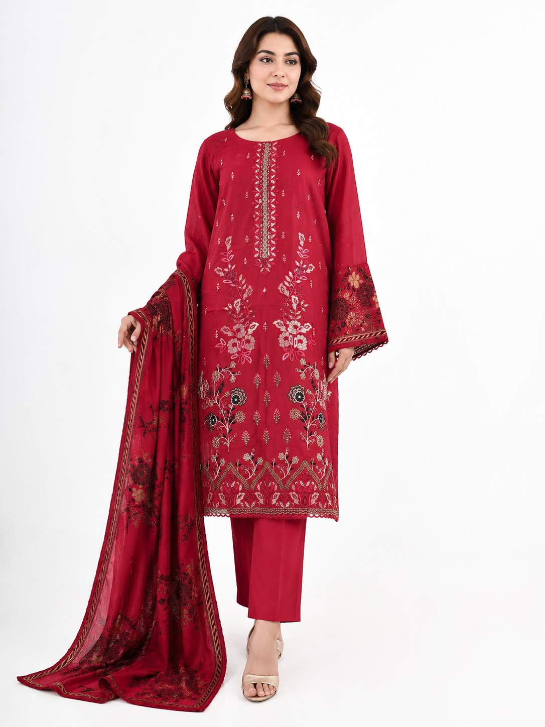 Abrish luxury embroidered lawn 3 piece suit