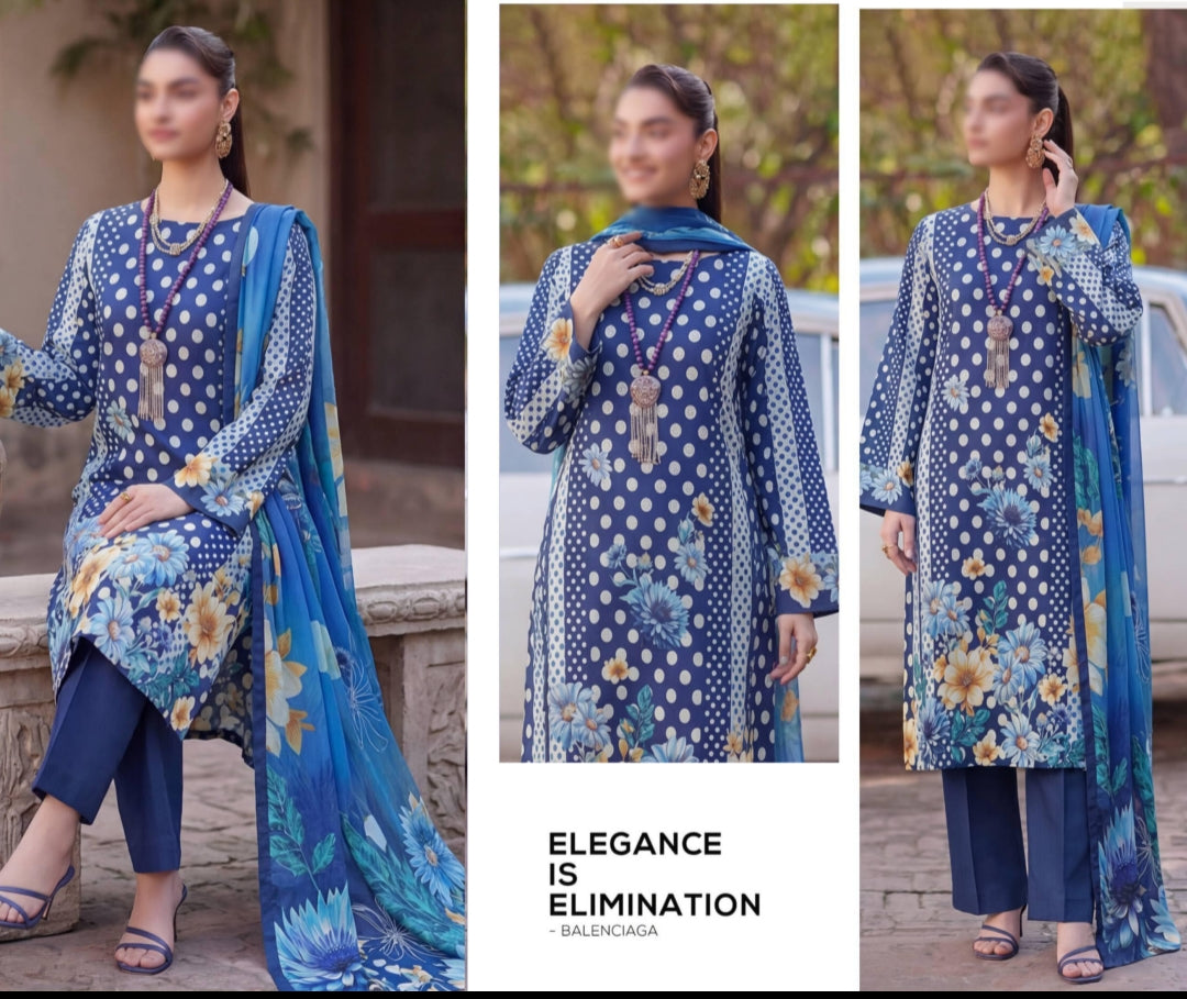 Fantak polka printed lawn 3p