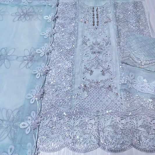 Maria B organza embroidered cuttwork 3 piece suit