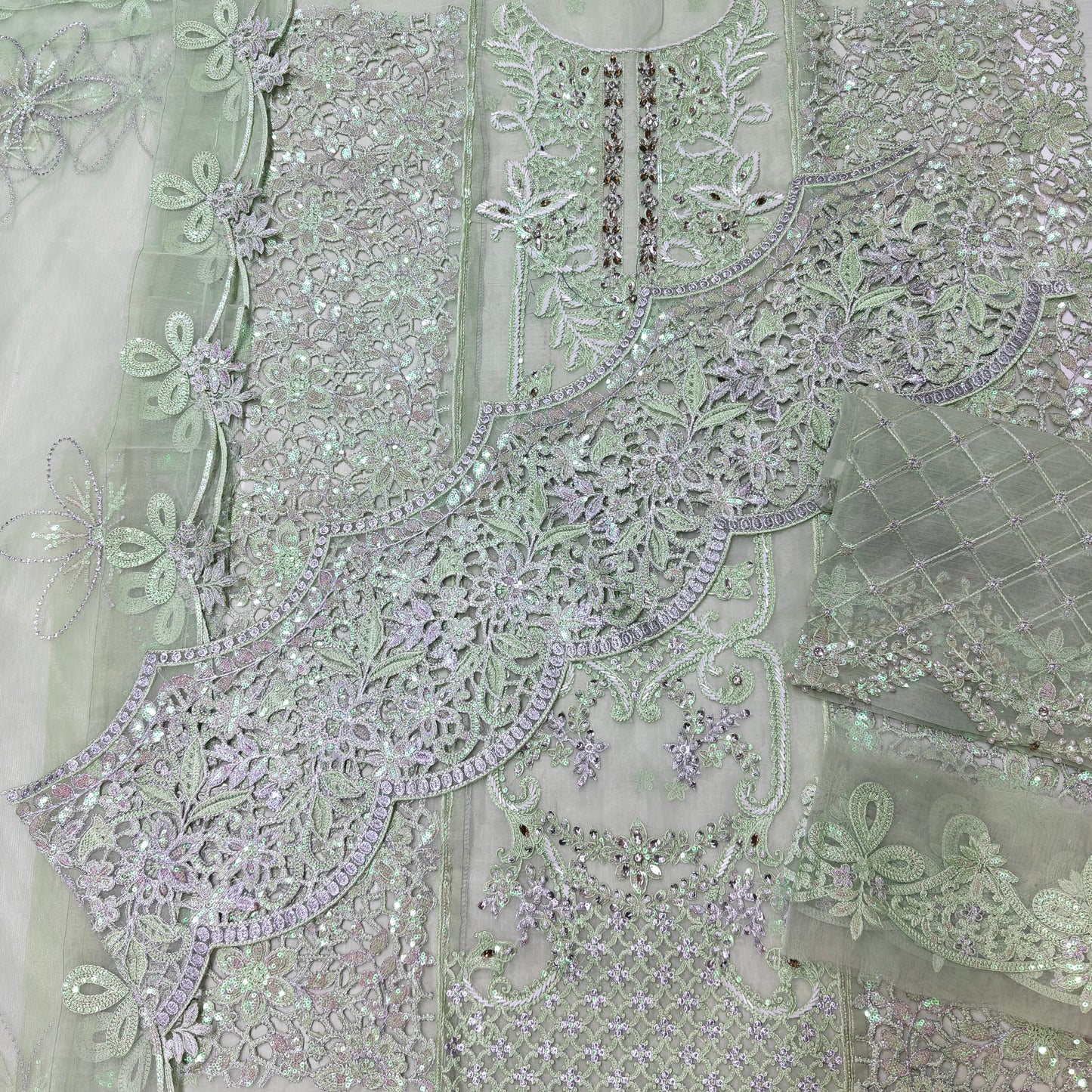 Maria B organza embroidered cuttwork 3 piece suit