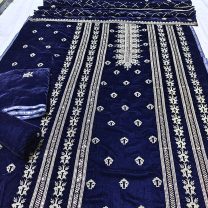 micro velvet embroidered 3Piece suit