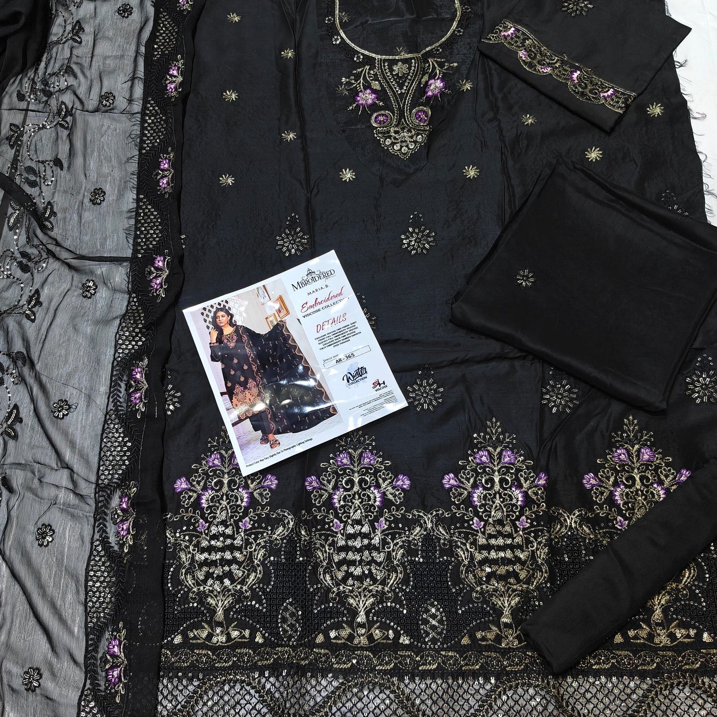 maria b viscous embroidered 3 piece suit
