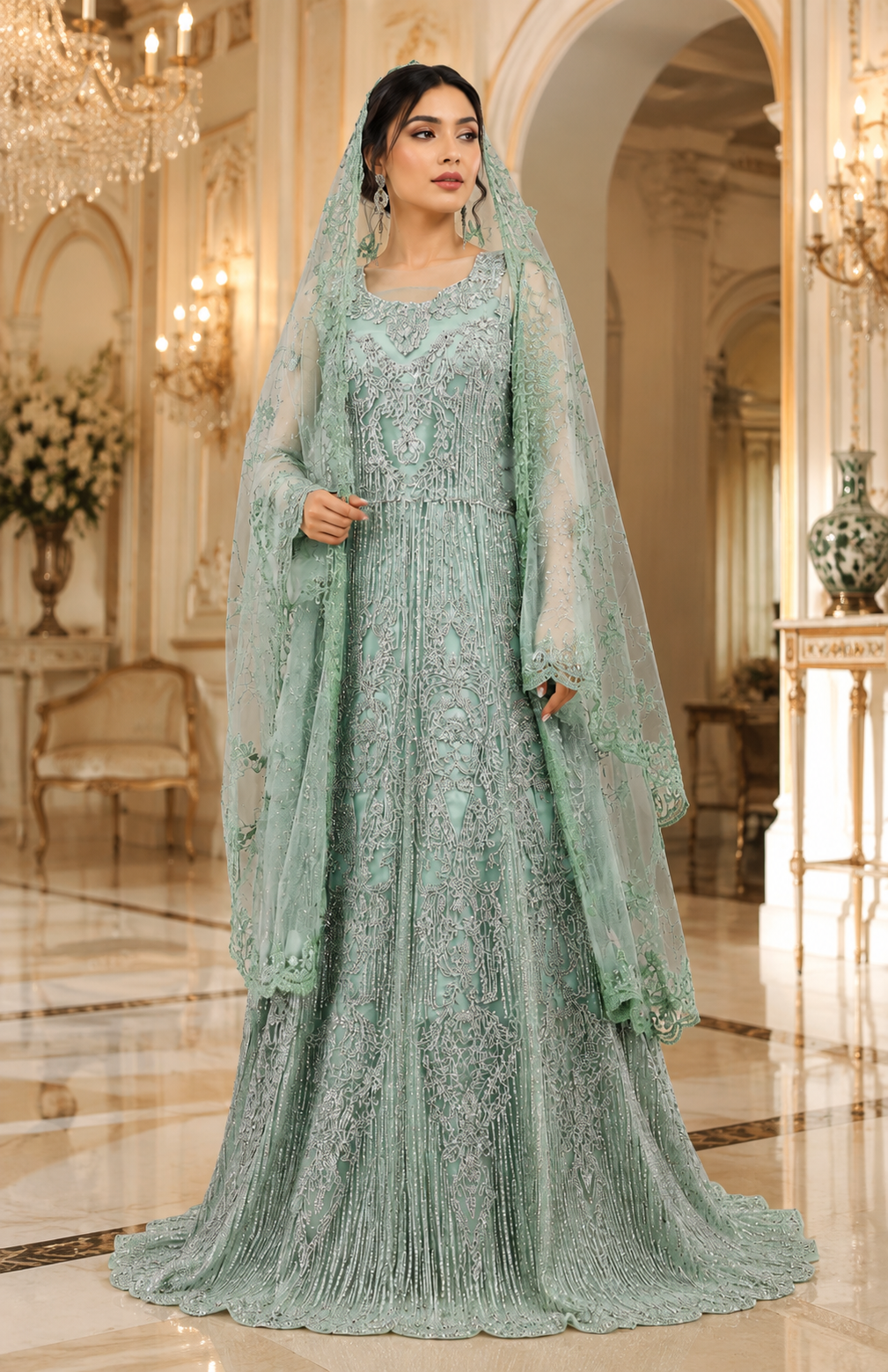 unstitched mexi crystal stone work 2 piece