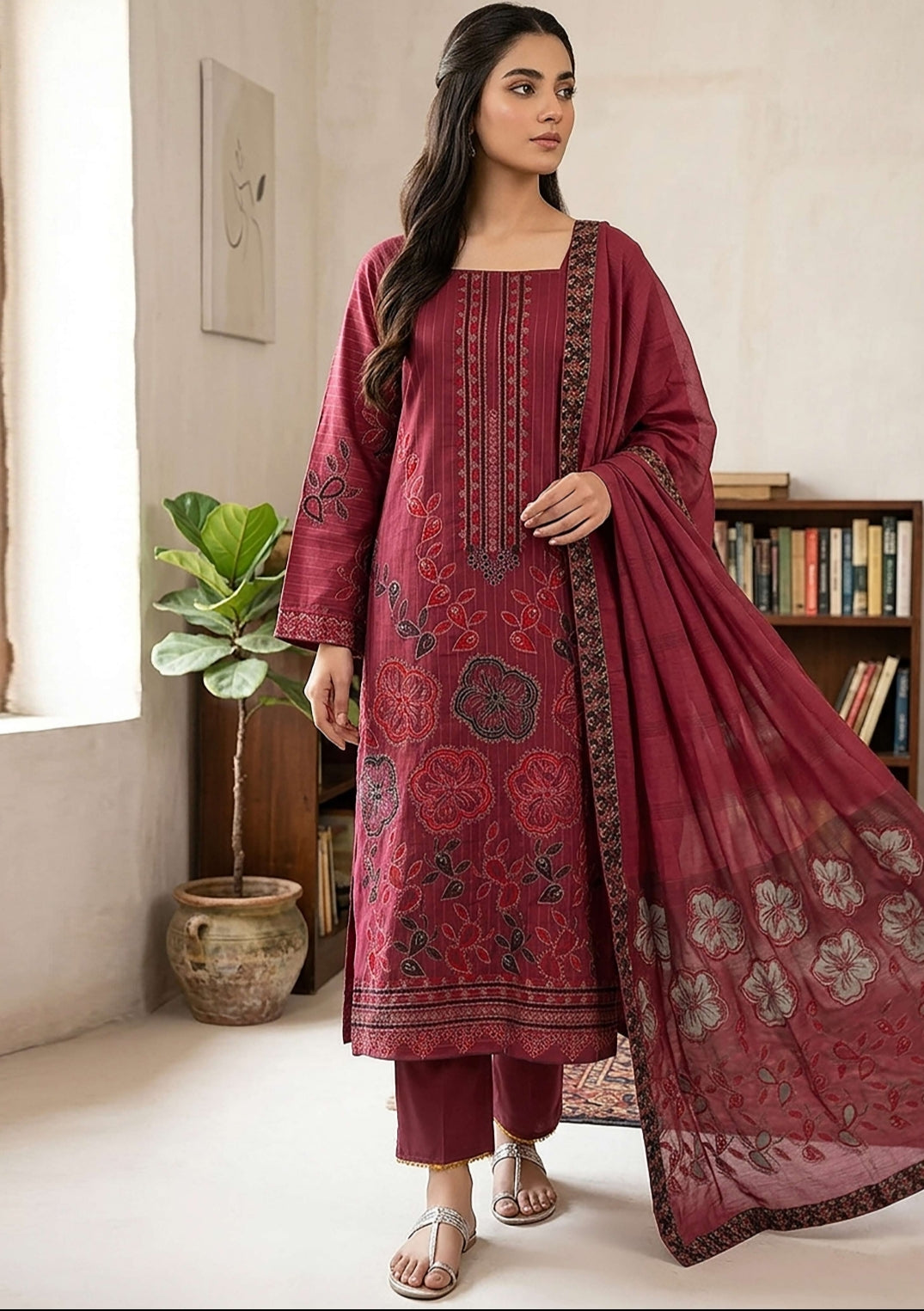 Alif 1 lawn 3pees premium quality