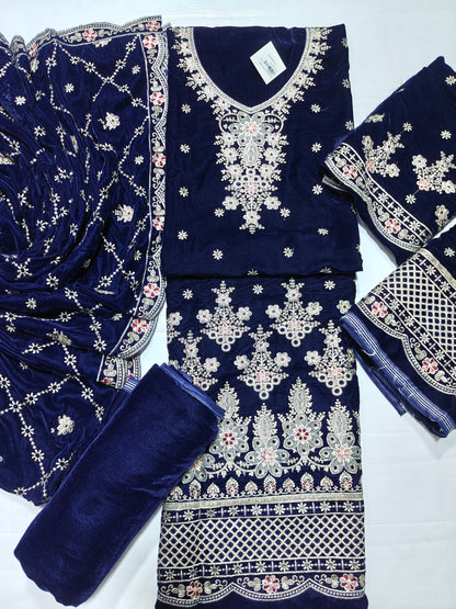 Micro Velvet Embroidered 3 Piece suit