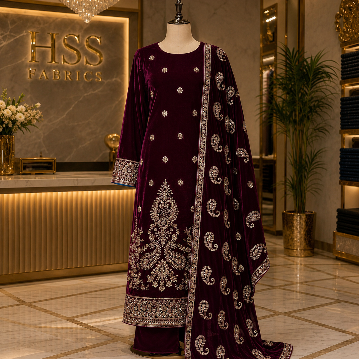 micro velvet cuttdana work 3 piece suit