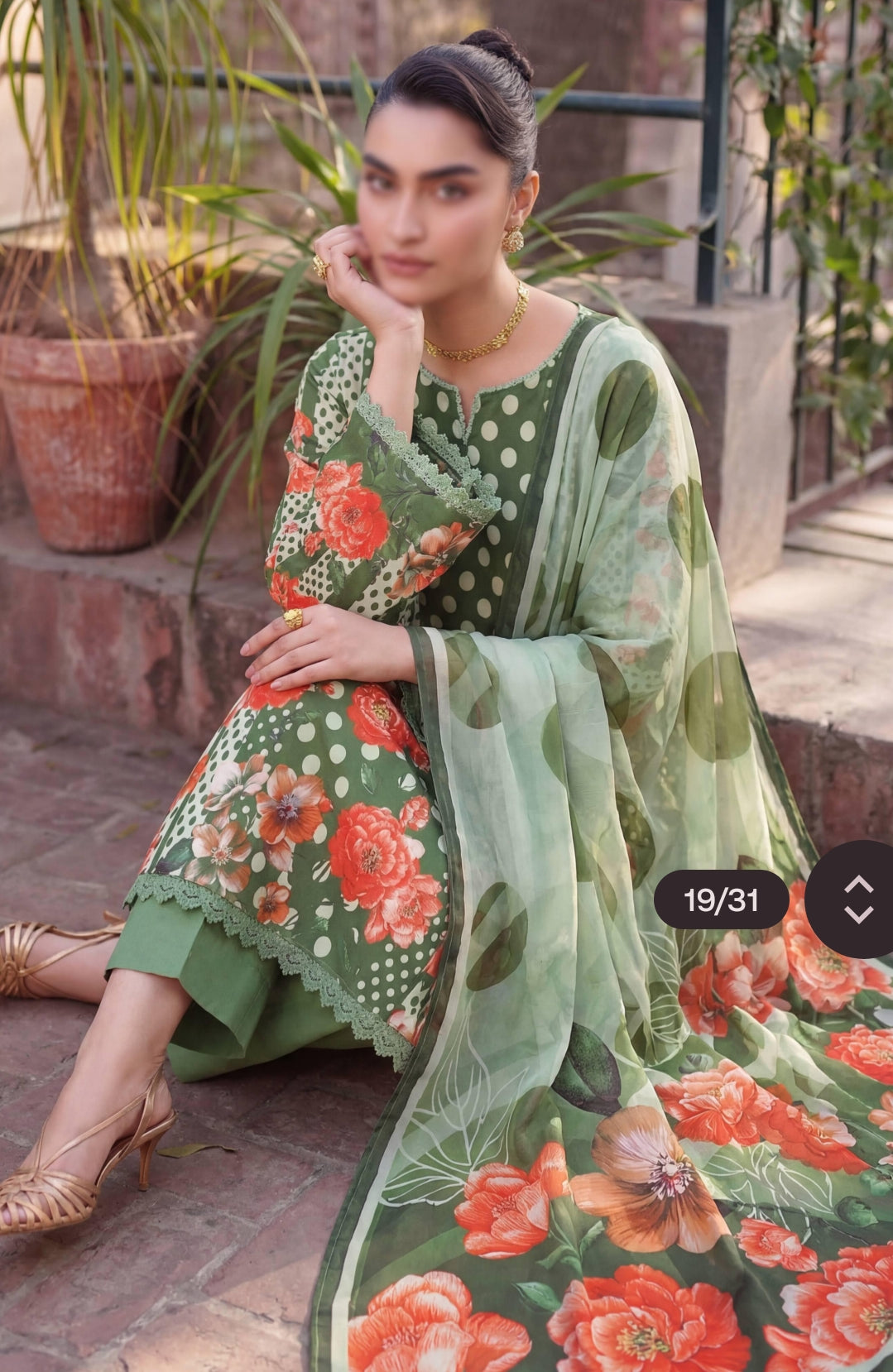 Fantak polka printed lawn 3p
