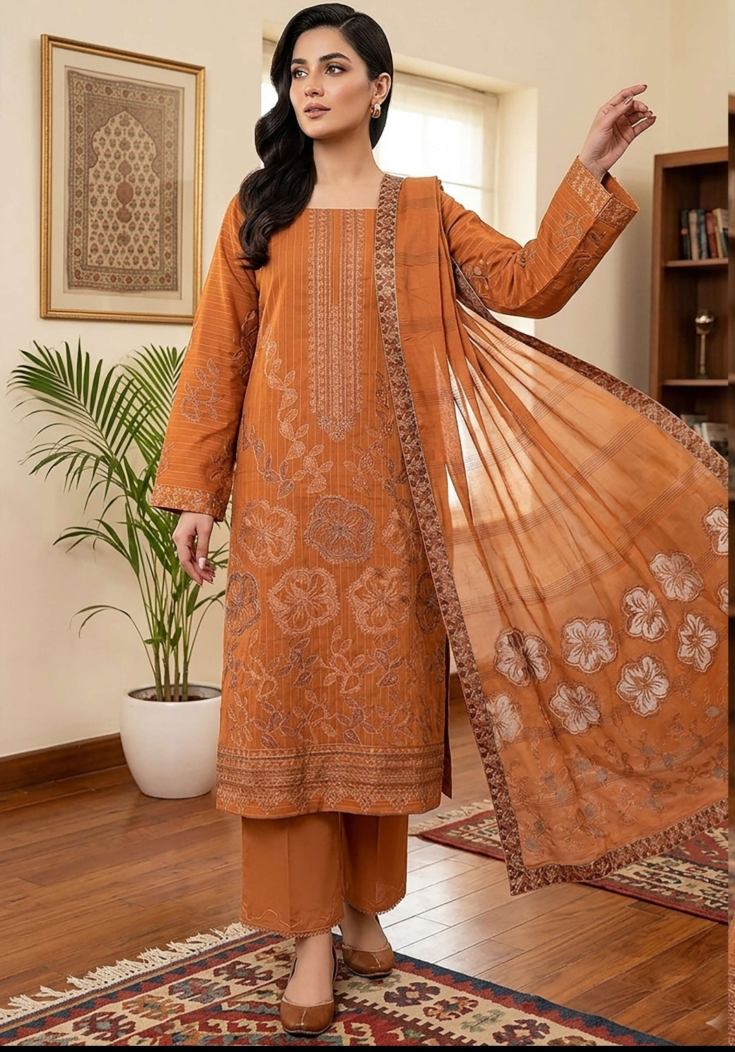 Alif 1 lawn 3pees premium quality