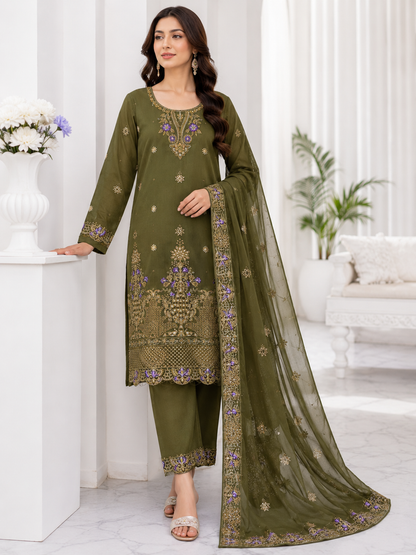 maria b lawn 3p with neck line with Shifon dupatta￼