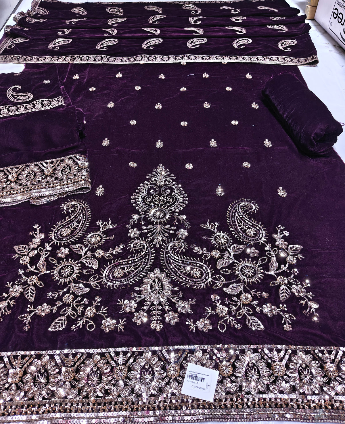 micro velvet cuttdana work 3 piece suit