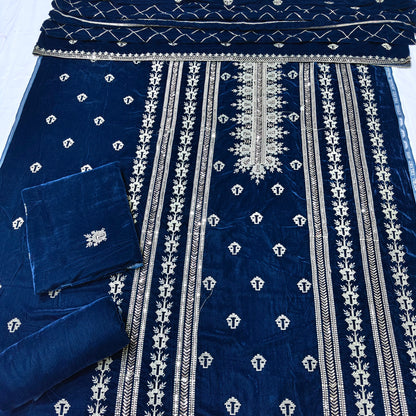 micro velvet embroidered 3Piece suit