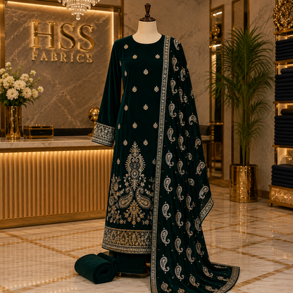 micro velvet cuttdana work 3 piece suit