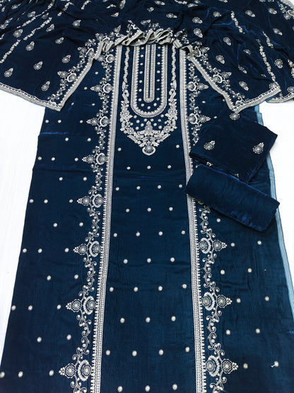 micro velvet embroidered 3Piece suit