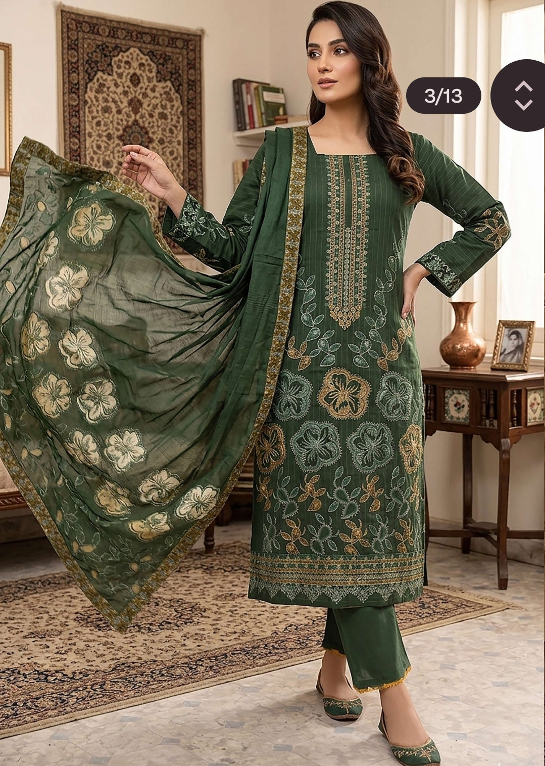 Alif 1 lawn 3pees premium quality